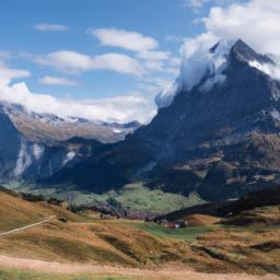 Grindelwald First erstrahlt in vollem Glanz: Aufgenommen mit einem Weitwinkelobjektiv direkt vor dieser atemberaubenden Sehenswürdigkeit in Lauterbrunnen