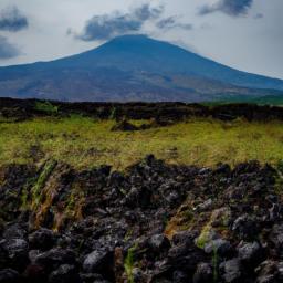 Mount Cameroon erstrahlt in vollem Glanz: Aufgenommen mit einem Weitwinkelobjektiv direkt vor dieser atemberaubenden Sehenswürdigkeit in Kamerun