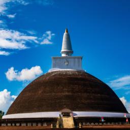 Anuradhapura erstrahlt in vollem Glanz: Aufgenommen mit einem Weitwinkelobjektiv direkt vor dieser atemberaubenden Sehenswürdigkeit in Sri Lanka