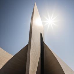 Al-Shaheed Monument erstrahlt in vollem Glanz: Aufgenommen mit einem Weitwinkelobjektiv direkt vor dieser atemberaubenden Sehenswürdigkeit in Irak