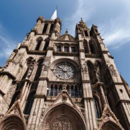 Basilique Saint-Michel erstrahlt in vollem Glanz: Aufgenommen mit einem Weitwinkelobjektiv direkt vor dieser atemberaubenden Sehenswürdigkeit in Bourdeaux