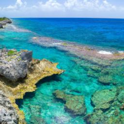 Garrafon Natural Reef Park erstrahlt in vollem Glanz: Aufgenommen mit einem Weitwinkelobjektiv direkt vor dieser atemberaubenden Sehenswürdigkeit in Isla Mujeres