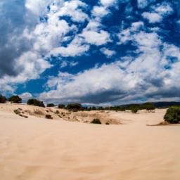 Dünen von Bolonia erstrahlt in vollem Glanz: Aufgenommen mit einem Weitwinkelobjektiv direkt vor dieser atemberaubenden Sehenswürdigkeit in Tarifa