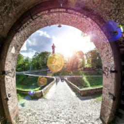 Kalemegdan Park erstrahlt in vollem Glanz: Aufgenommen mit einem Weitwinkelobjektiv direkt vor dieser atemberaubenden Sehenswürdigkeit in Serbien