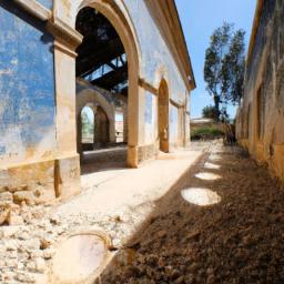 Hacienda Mundaca erstrahlt in vollem Glanz: Aufgenommen mit einem Weitwinkelobjektiv direkt vor dieser atemberaubenden Sehenswürdigkeit in Isla Mujeres