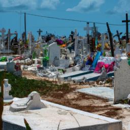 Isla Mujeres Cemetery erstrahlt in vollem Glanz: Aufgenommen mit einem Weitwinkelobjektiv direkt vor dieser atemberaubenden Sehenswürdigkeit in Isla Mujeres