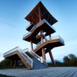 Observation Tower by Architect Bureau ARHIS erstrahlt in vollem Glanz: Aufgenommen mit einem Weitwinkelobjektiv direkt vor dieser atemberaubenden Sehenswürdigkeit in Jurmala