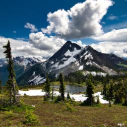 Mount Revelstoke National Park erstrahlt in vollem Glanz: Aufgenommen mit einem Weitwinkelobjektiv direkt vor dieser atemberaubenden Sehenswürdigkeit in Revelstoke