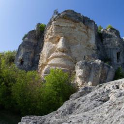 Madara-Reiter, Shumen erstrahlt in vollem Glanz: Aufgenommen mit einem Weitwinkelobjektiv direkt vor dieser atemberaubenden Sehenswürdigkeit in Bulgarien