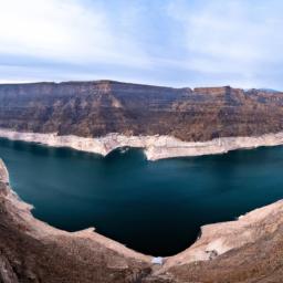 Najran Dam erstrahlt in vollem Glanz: Aufgenommen mit einem Weitwinkelobjektiv direkt vor dieser atemberaubenden Sehenswürdigkeit in Saudi-Arabien