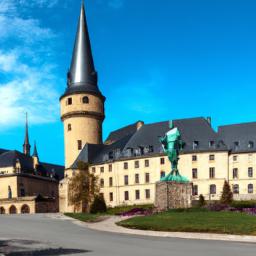 Place Guillaume II, Luxemburg erstrahlt in vollem Glanz: Aufgenommen mit einem Weitwinkelobjektiv direkt vor dieser atemberaubenden Sehenswürdigkeit in Luxemburg