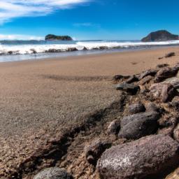 Playa Ventanas erstrahlt in vollem Glanz: Aufgenommen mit einem Weitwinkelobjektiv direkt vor dieser atemberaubenden Sehenswürdigkeit in Uvita