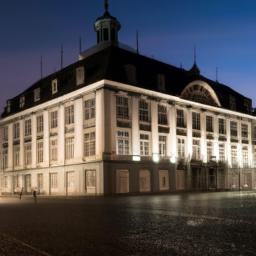 Unterlinden Museum erstrahlt in vollem Glanz: Aufgenommen mit einem Weitwinkelobjektiv direkt vor dieser atemberaubenden Sehenswürdigkeit in Elsass